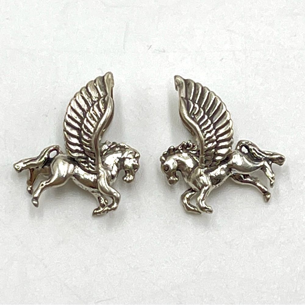 Two Small Silver Pegasus Winged Horse Beads Charms